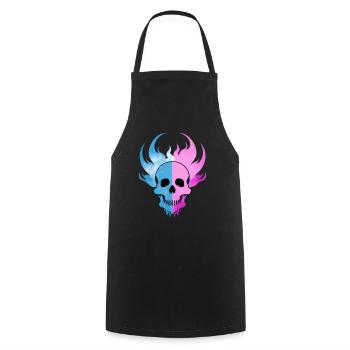 Feu Crâne Fumée Rose Squelette Flammes 4 - Tablier de cuisine - noir - Devant - AI Model Male 185 dark (185cm)