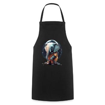 Süßer Elefant als Astronaut - Kochschürze - Schwarz - Vorne - AI Model Male 185 dark (185cm)