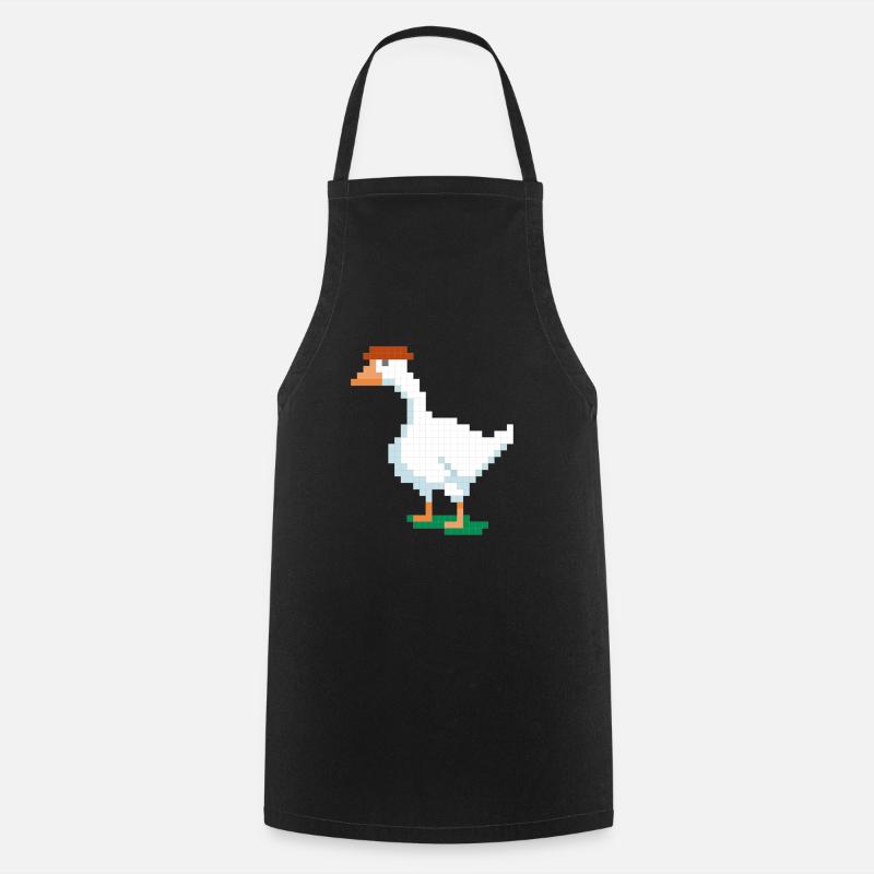 A duck with a pixelated hat - Cooking Apron - black