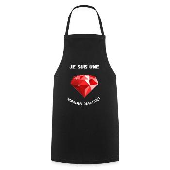 Je suis une MAMAN DIAMANT - Tablier de cuisine - noir - Devant - AI Model Male 185 dark (185cm)