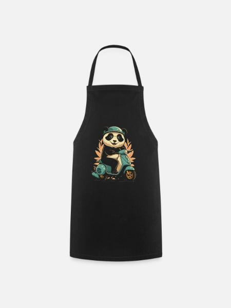 Panda Roller - Kochschürze - Schwarz