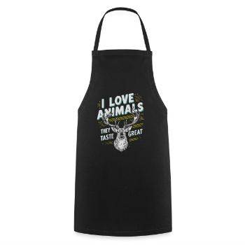Love of animals with taste – For passionate hunters - Cooking Apron - black - Front - AI Model Male 185 dark (185cm)