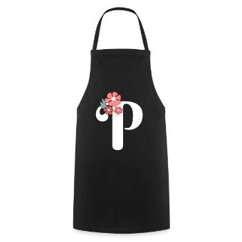 Buchstabe p Minimalistische Blumen - Kochschürze - Schwarz - Vorne - AI Model Male 185 dark (185cm)
