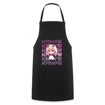 Kawaii Chibi Anime Fille en costume de panda - Tablier de cuisine - noir - Devant - AI Model Male 185 dark (185cm)