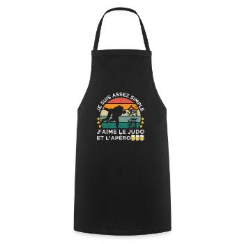 J' aime le judo et l' apéro humour judoka vintage - Tablier de cuisine - noir - Devant - AI Model Male 185 dark (185cm)