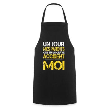Mes Parents ont eu Grave Accident - Moi - Humour - Tablier de cuisine - noir - Devant - AI Model Male 185 dark (185cm)