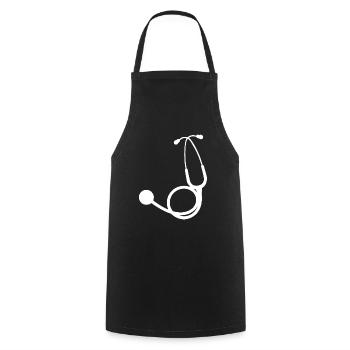 Stethoscope white | Stethoscope white - Cooking Apron - black - Front - AI Model Male 185 dark (185cm)