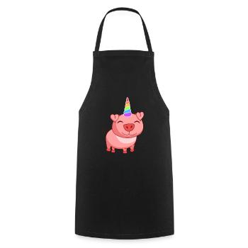Schwein Einhorn magisches Schweinchen mit Einhorn - Kochschürze - Schwarz - Vorne - AI Model Male 185 dark (185cm)