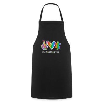 Peace Love Autism - Tablier de cuisine - noir - Devant - AI Model Male 185 dark (185cm)