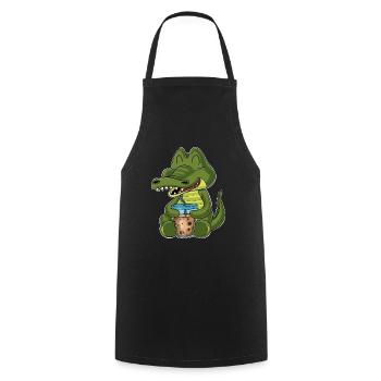 Bubble Tea Kawaii Crocodile I Boba Tea Otaku - Cooking Apron - black - Front - AI Model Male 185 dark (185cm)