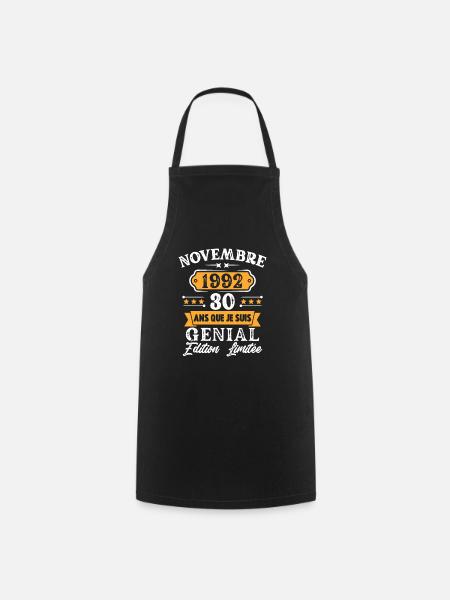 Cadeau D'anniversaire 30 Ans Novembre 1992 Rétro - Tablier de cuisine - noir