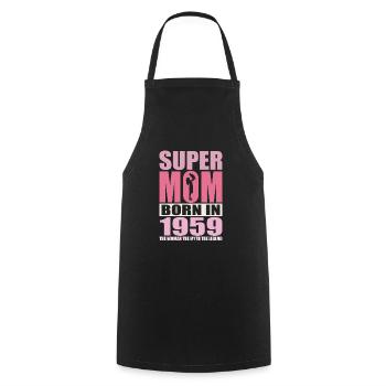 Anniversaire de maman 1959 | Super Maman - Tablier de cuisine - noir - Devant - AI Model Male 185 dark (185cm)