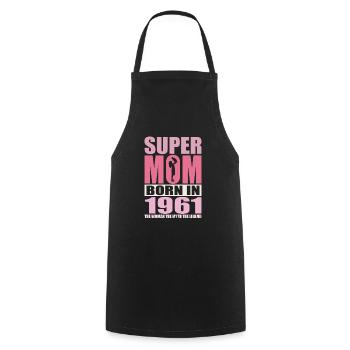 Anniversaire de maman 1961 | Super Maman - Tablier de cuisine - noir - Devant - AI Model Male 185 dark (185cm)