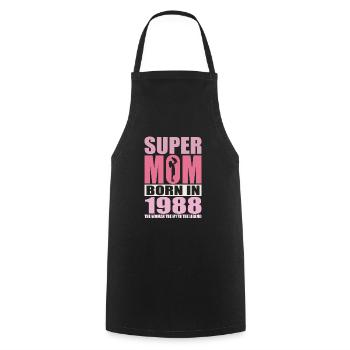 Anniversaire de maman 1988 | Super Maman - Tablier de cuisine - noir - Devant - AI Model Male 185 dark (185cm)