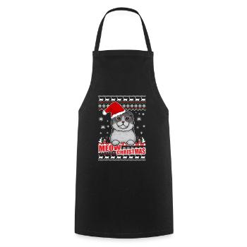 Meow Christmas Xmas Katzen Design - Kochschürze - Schwarz - Vorne - AI Model Male 185 dark (185cm)