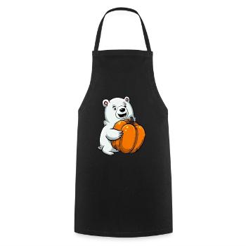 Eisbär mit Halloween-Kürbis - Kochschürze - Schwarz - Vorne - AI Model Male 185 dark (185cm)