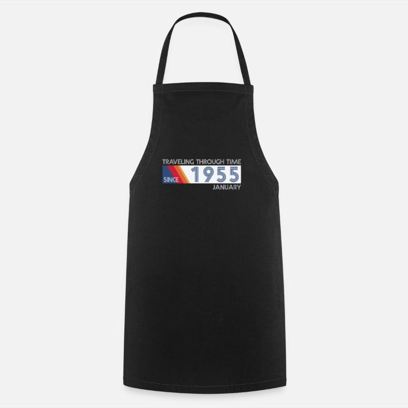 Drôle de voyage dans le temps anniversaire Design janvier 1955 - Tablier de cuisine - noir