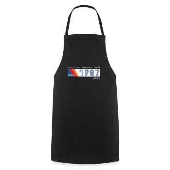 Funny Time Travel Birthday Design May 1987 - Cooking Apron - black - Front - AI Model Male 185 dark (185cm)