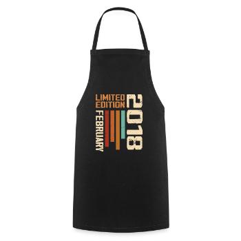 Born in February 2018 Retro 2018 Anniversary - Cooking Apron - black - Front - AI Model Male 185 dark (185cm)