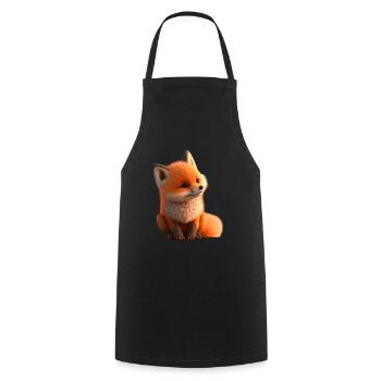 Fox sitting - Cooking Apron - black - Front - AI Model Male 185 dark (185cm)