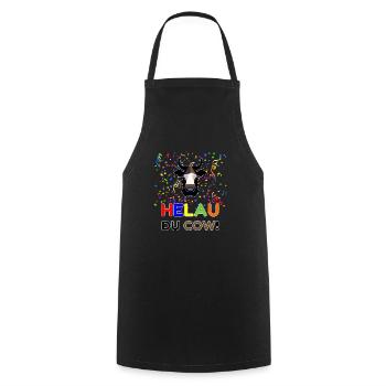 Helau du Cow! Karneval Fasnacht lustiger Spruch - Kochschürze - Schwarz - Vorne - AI Model Male 185 dark (185cm)