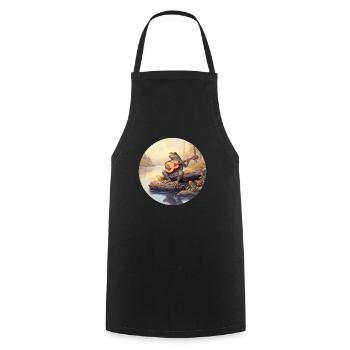 Frog joue du banjo - Tablier de cuisine - noir - Devant - AI Model Male 185 dark (185cm)
