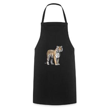 Tiger Animal - Cooking Apron - black - Front - AI Model Male 185 dark (185cm)