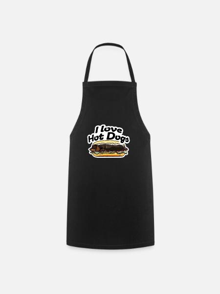 l Love Hot Dogs Dachshund cool Street Art - Cooking Apron - black