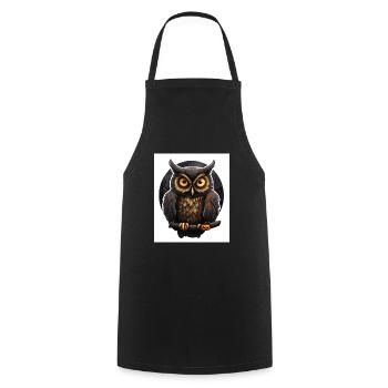 Owl - Cooking Apron - black - Front - AI Model Male 185 dark (185cm)