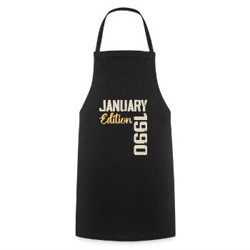 Cadeau D'anniversaire Nées En Janvier 1990 - 1990 - Tablier de cuisine - noir - Devant - AI Model Male 185 dark (185cm)
