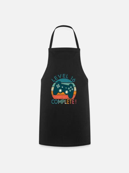 Level 16 cadeau jeux vidéo Anniversaire 16 ans - Tablier de cuisine - noir