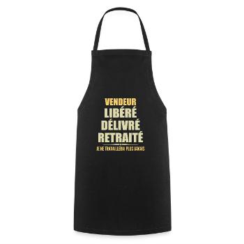 Vendeur célèbre sa retraite avec humour cadeau - Tablier de cuisine - noir - Devant - AI Model Male 185 dark (185cm)