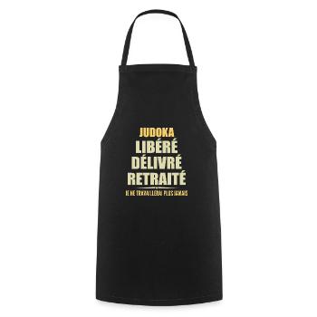 Judoka feiert seinen Ruhestand mit Humor - Kochschürze - Schwarz - Vorne - AI Model Male 185 dark (185cm)