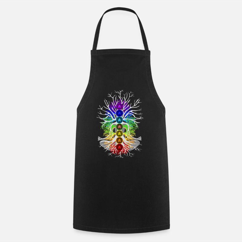 Arbre chakra avec racines - Tablier de cuisine - noir