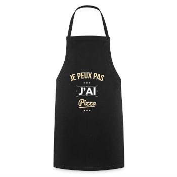 Je peux pas j'ai pizza - Cadeau humour - Tablier de cuisine - noir - Devant - AI Model Male 185 dark (185cm)