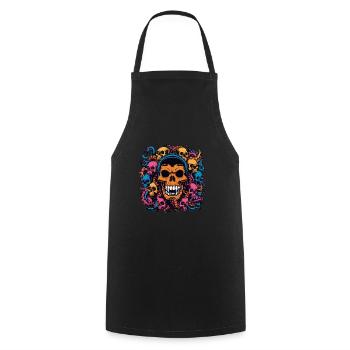 Decorative Large Skull with Small Skulls - Cooking Apron - black - Front - AI Model Male 185 dark (185cm)