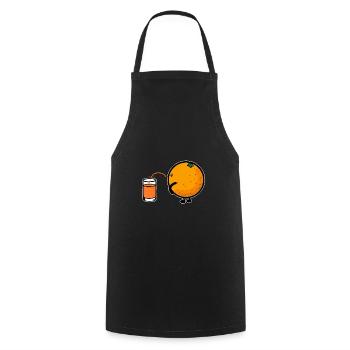 Orange pinkelt Orangensaft ins Glas als Geschenk - Kochschürze - Schwarz - Vorne - AI Model Male 185 dark (185cm)