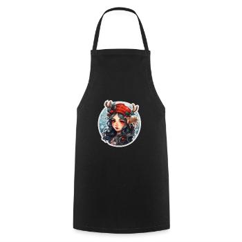 Christmas Girl - Cooking Apron - black - Front - AI Model Male 185 dark (185cm)