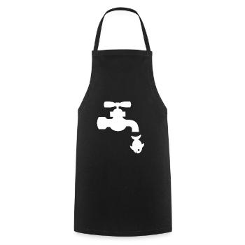 goutte de poisson robinet blanc - Tablier de cuisine - noir - Devant - AI Model Male 185 dark (185cm)