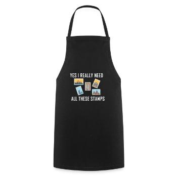 Stamp collecting - Cooking Apron - black - Front - AI Model Male 185 dark (185cm)