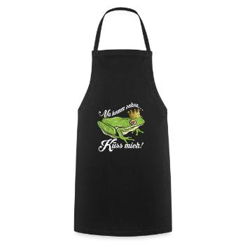 Küss mich | Froschkönig - Kochschürze - Schwarz - Vorne - AI Model Male 185 dark (185cm)