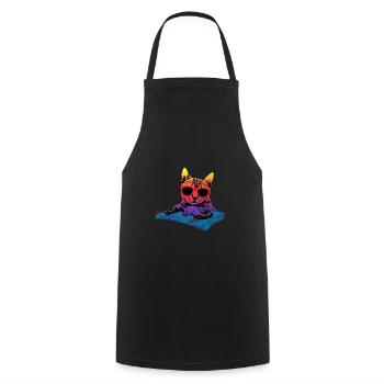 Cats music DJ - Cooking Apron - black - Front - AI Model Male 185 dark (185cm)
