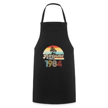 Vintage Awesome Since1984 Anniversaire Retro seashel - Tablier de cuisine - noir - Devant - AI Model Male 185 dark (185cm)