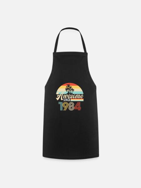 Vintage Awesome Since1984 Birthday Retro seashel - Cooking Apron - black