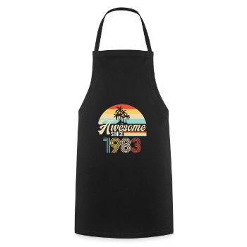 Vintage Awesome Since1983 Anniversaire Retro seashel - Tablier de cuisine - noir - Devant - AI Model Male 185 dark (185cm)