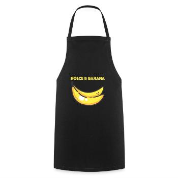 Dolce Banana | Banane, lustige Sprüche - Kochschürze - Schwarz - Vorne - AI Model Male 185 dark (185cm)