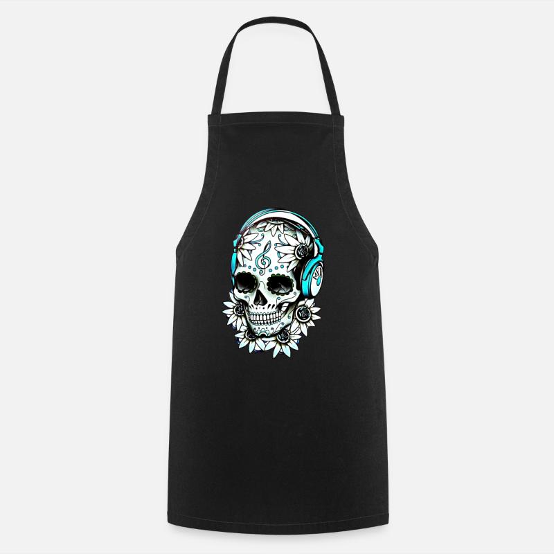 Music Skull - Cooking Apron - black