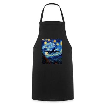 Avion nuit étoilée style van gogh - Tablier de cuisine - noir - Devant - AI Model Male 185 dark (185cm)