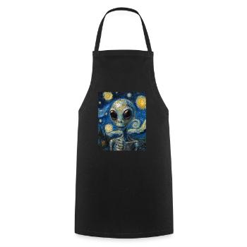Alien nuit étoilée style van gogh - Tablier de cuisine - noir - Devant - AI Model Male 185 dark (185cm)
