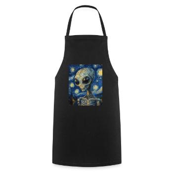 Alien nuit étoilée style van gogh - Tablier de cuisine - noir - Devant - AI Model Male 185 dark (185cm)